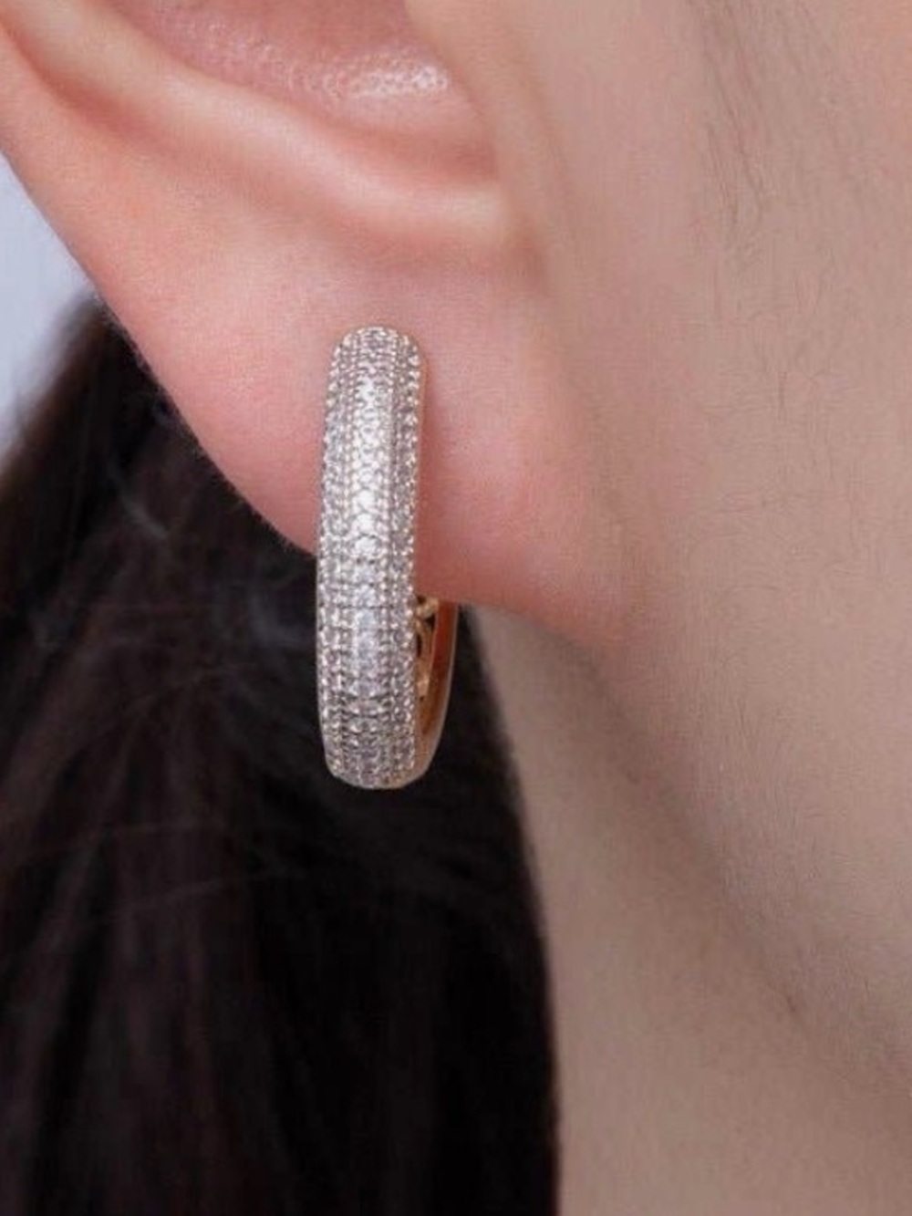 Gold Paved CZ Hoops (4456) - Picture 2 of 3